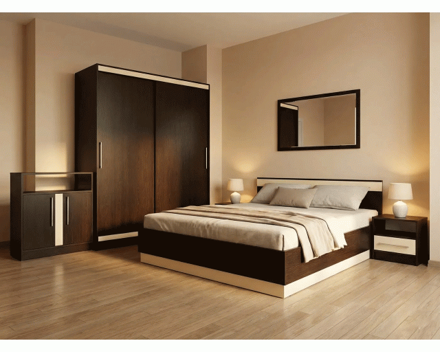 Dormitor Verona cu pat 160x200 cm, Wenge / Vanilie Dormitor Verona cu pat 160x200 cm, Wenge / Vanilie